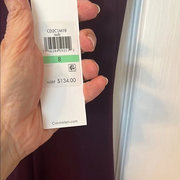 Calvin Klein Eggplant Purple Sleeveless A-Line Midi Dress Sz 8 - Picture 3 of 5
